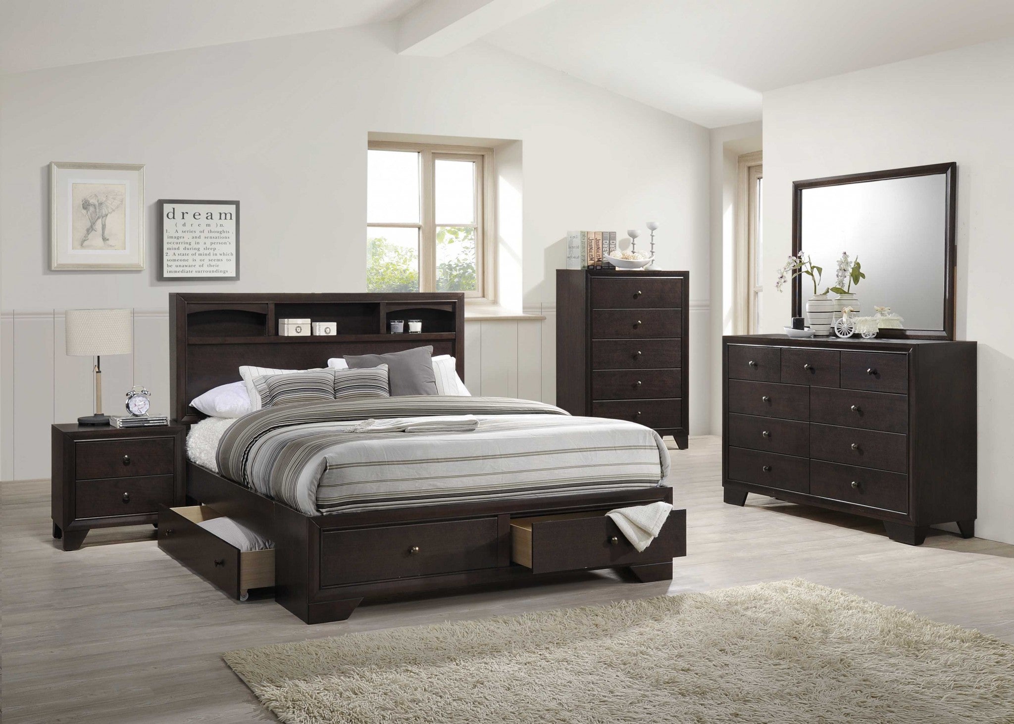 31" Espresso Solid Wood Five Drawer Dresser-8