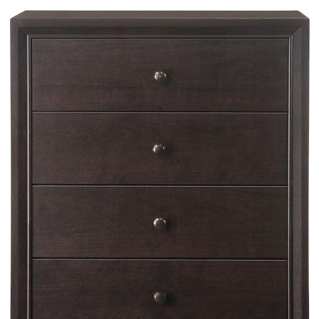 31" Espresso Solid Wood Five Drawer Dresser-7