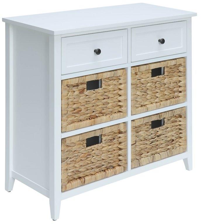 30" X 13" X 28" White Wood Veneer 6 Drawers Accent Chest-0