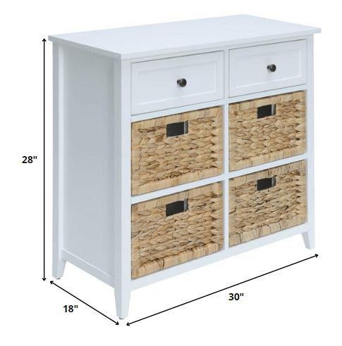 30" X 13" X 28" White Wood Veneer 6 Drawers Accent Chest-6