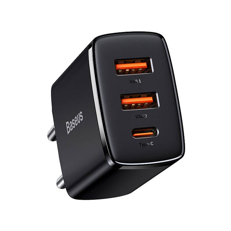 Baseus kompakt gyorstöltő 2xUSB-A / USB-C PD 30W fekete (CCXJ-E01) (CCXJ-E01)-0