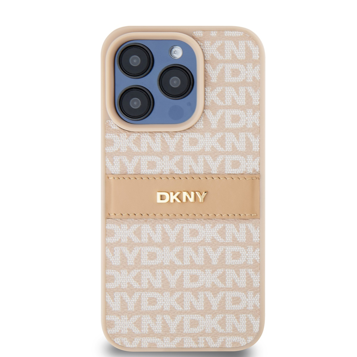 Zadný Kryt DKNY pre Apple iPhone 15 Pro Leather Mono Stripe ružový (DKHCP15LPRTHSLP)-0