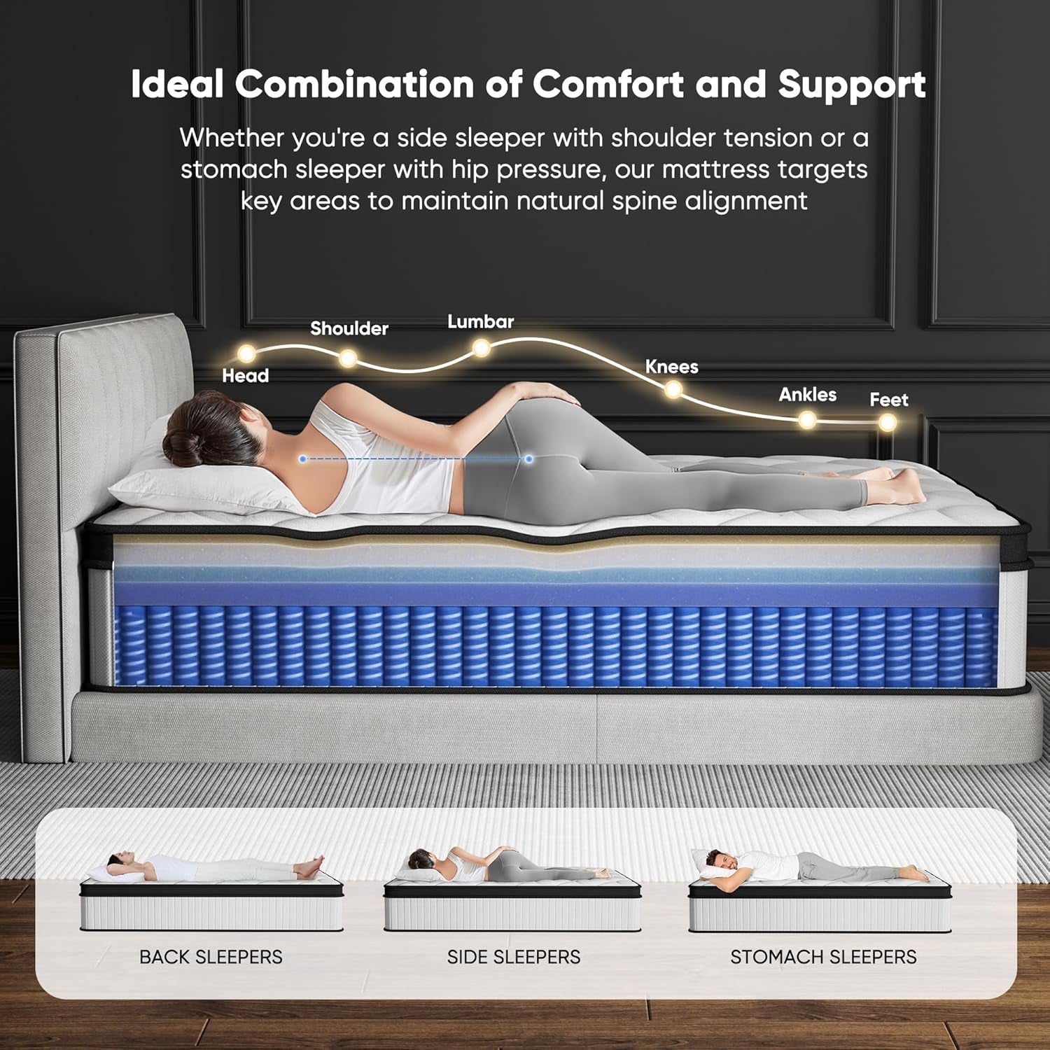 Orthopedic Breathable Cooling Queen Size Hybrid Mattress-2