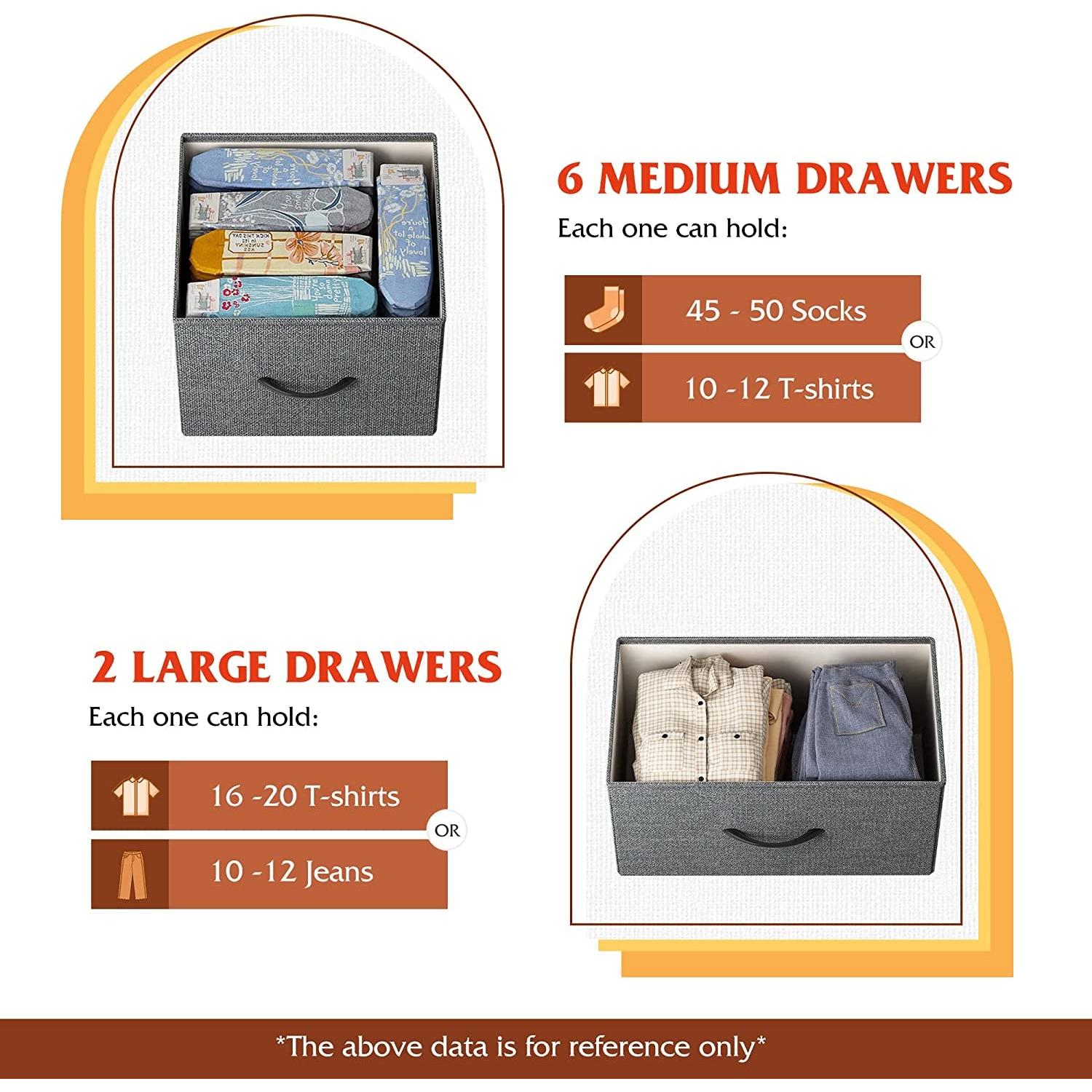 Fabric Dresser With TV Stand 8 Drawer Bedroom Storage-4