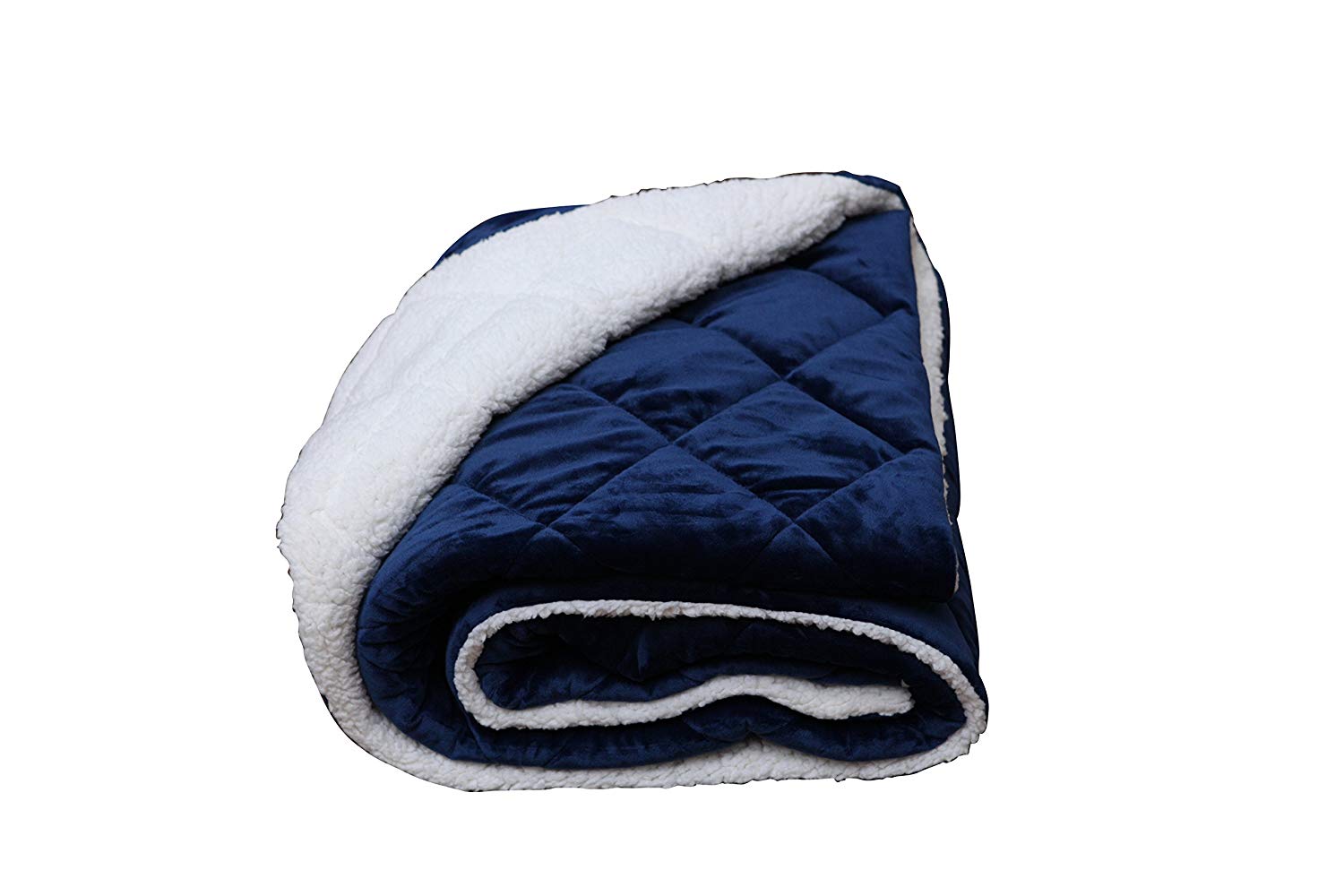 60" X 80" Navy Blue Microfiber Quilted Plush Throw Blanket-2