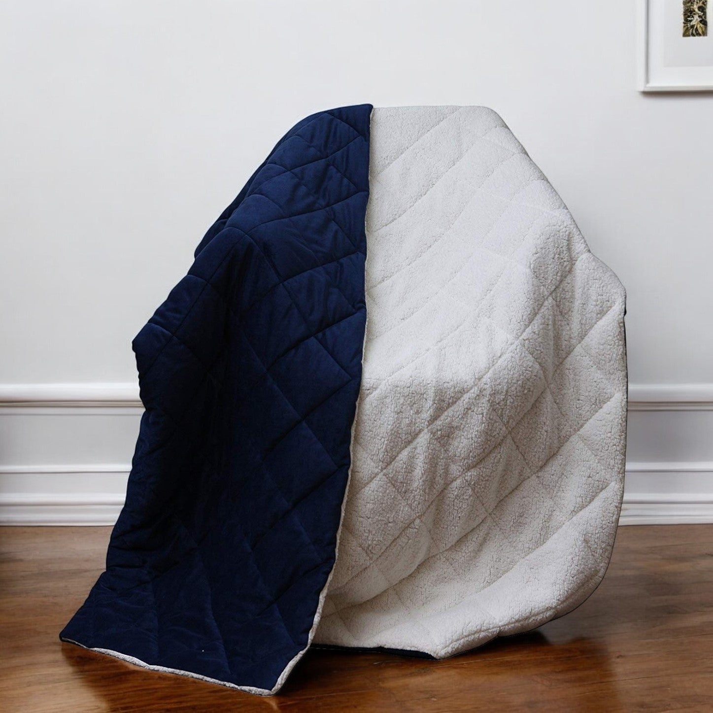60" X 80" Navy Blue Microfiber Quilted Plush Throw Blanket-0