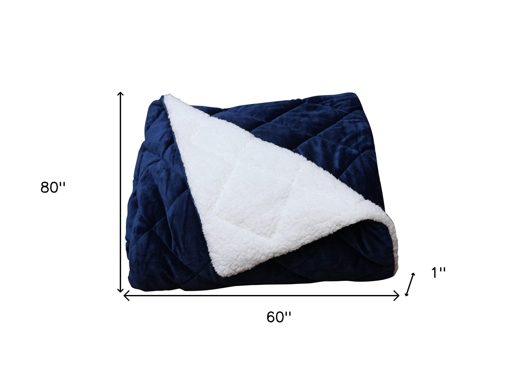 60" X 80" Navy Blue Microfiber Quilted Plush Throw Blanket-7