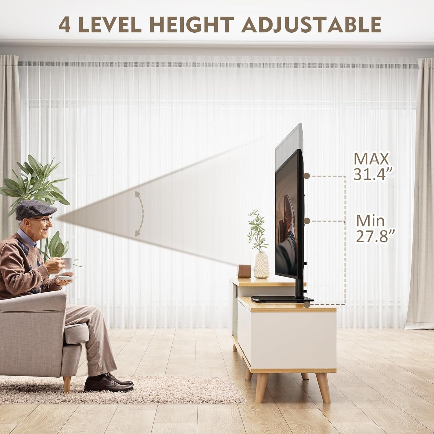 Universal Swivel TV Stand For 32 To 65 Inch TVs With 80 Degree Swivel-3