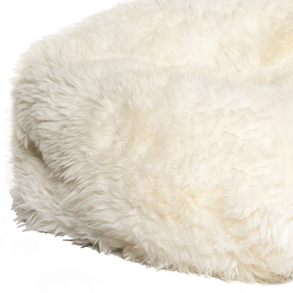 31" X 31" X 31" White Short-Hair Sheepskin Bean Bag-3