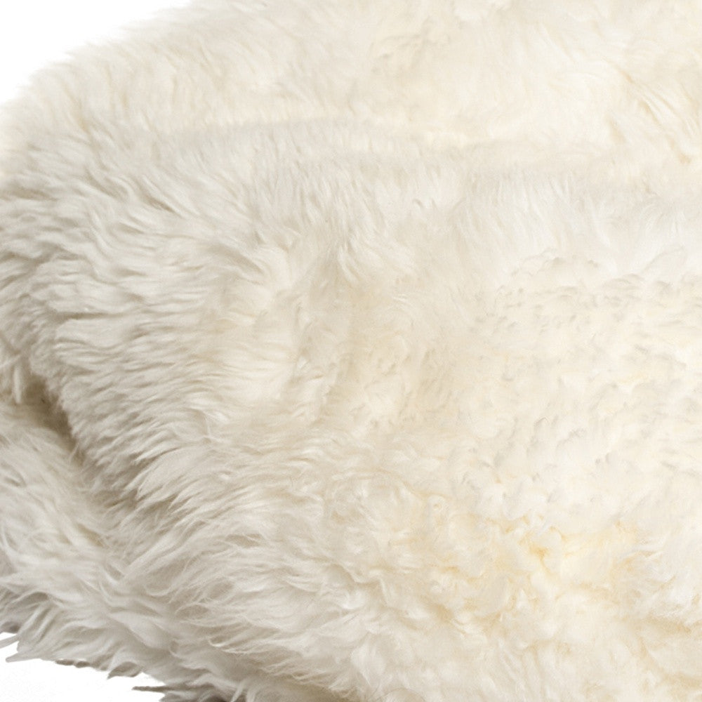 31" X 31" X 31" White Short-Hair Sheepskin Bean Bag-4