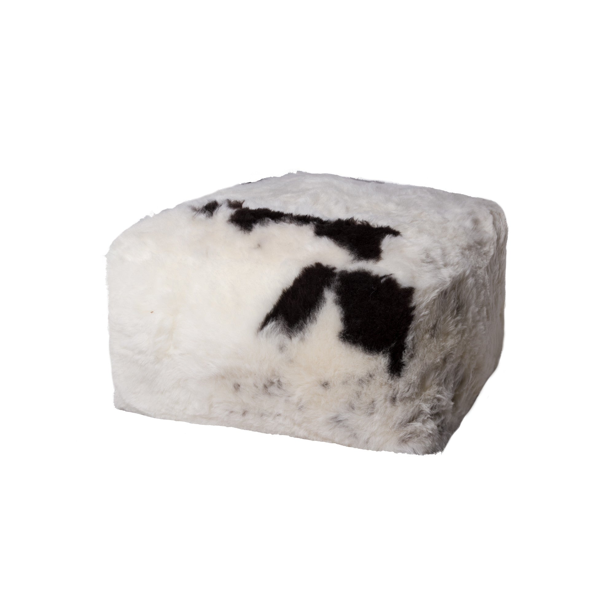 24" X 24" X 12" Spotted Short-Hair Sheepskin Cube Pouf-1