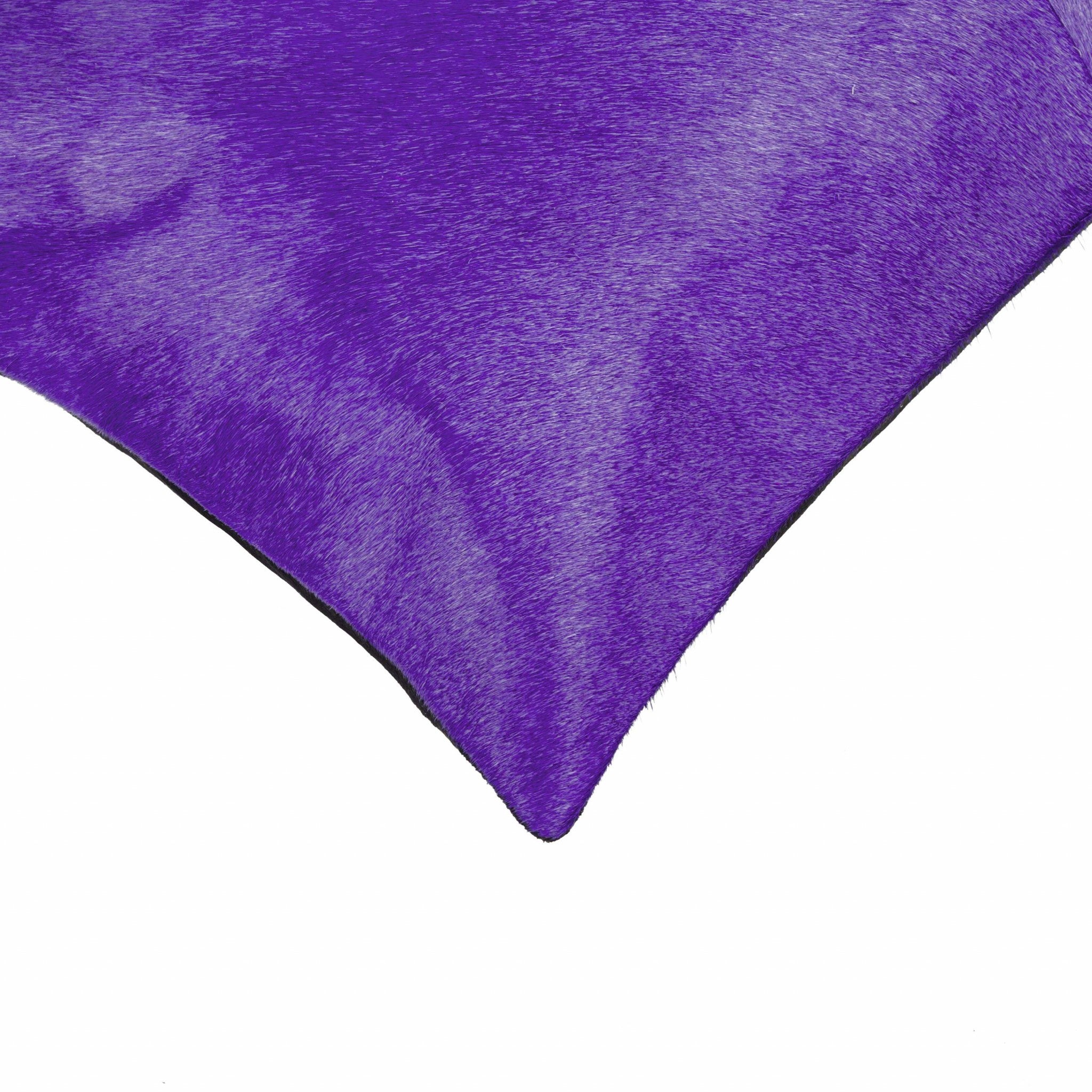 Set of Two 18" Purple Cowhide Throw Pillows-3