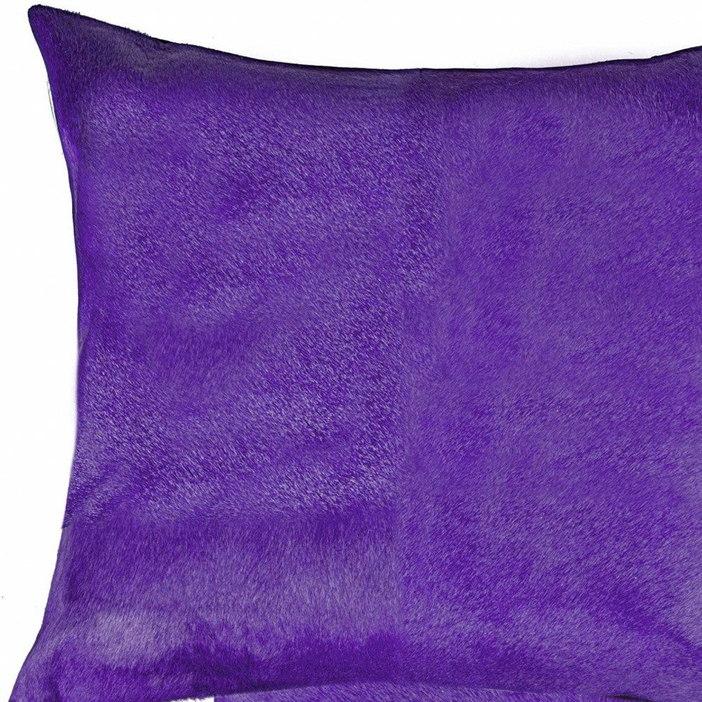 Set of Two 18" Purple Cowhide Throw Pillows-4