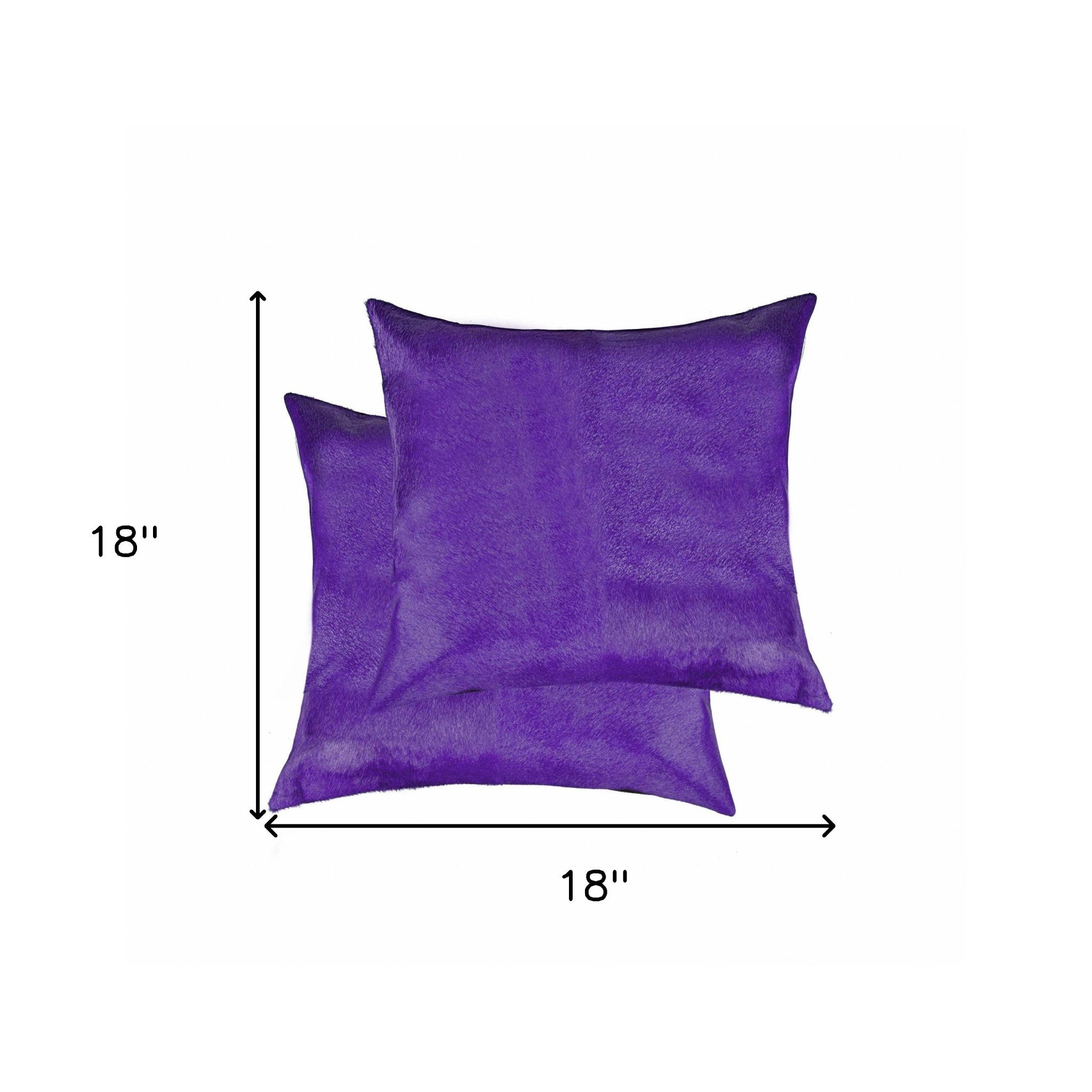 Set of Two 18" Purple Cowhide Throw Pillows-5