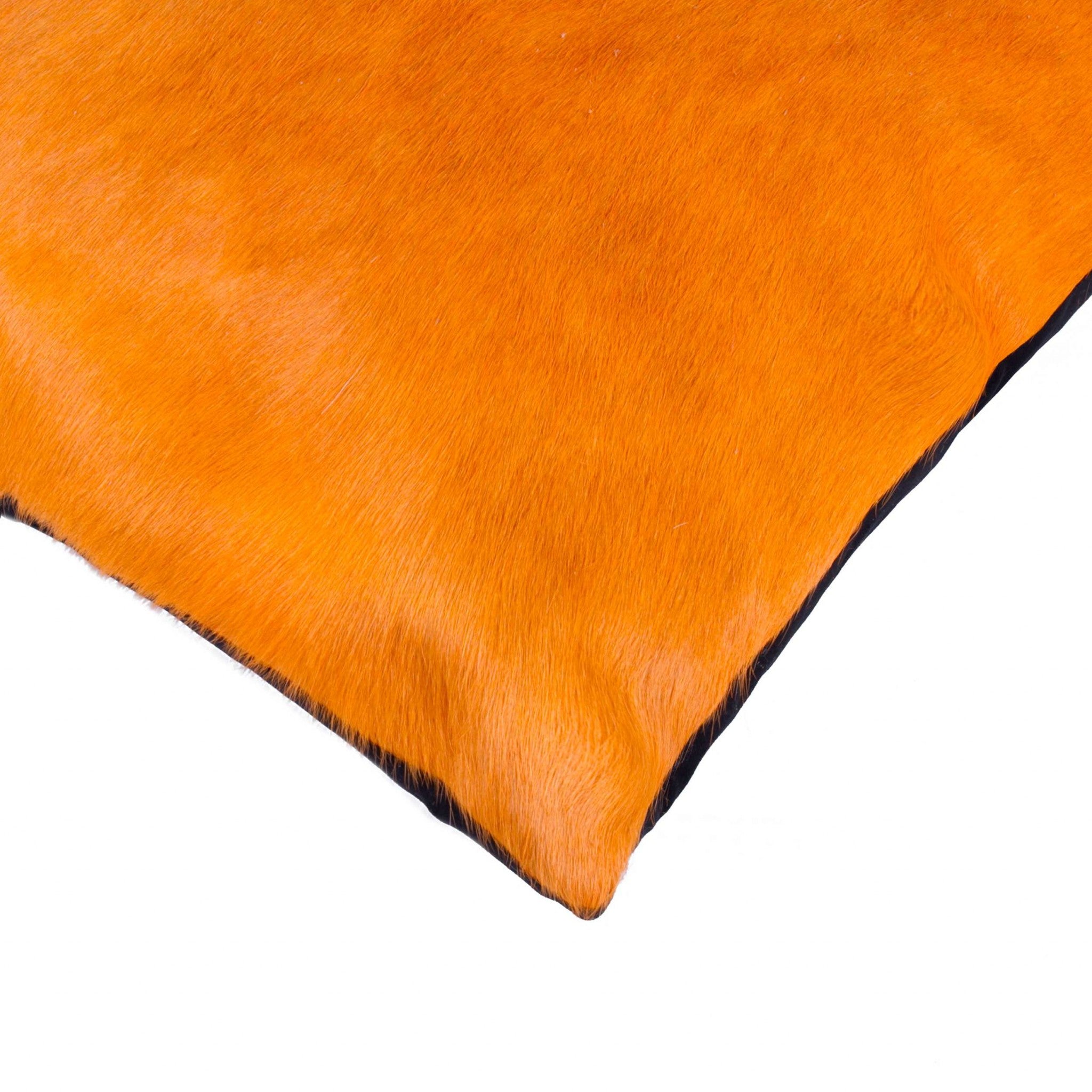 Set of Two 18" Orange Cowhide Throw Pillows-4