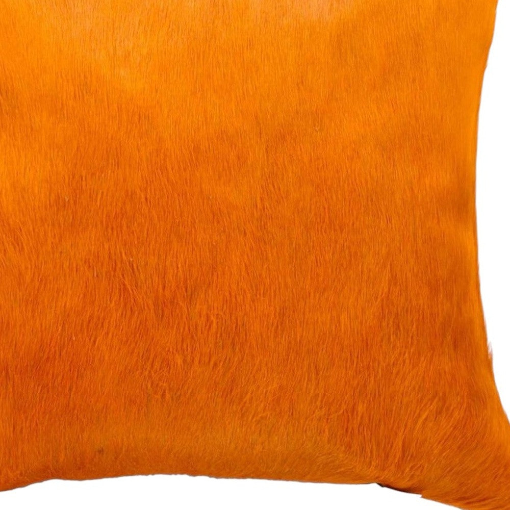 Set of Two 18" Orange Cowhide Throw Pillows-5