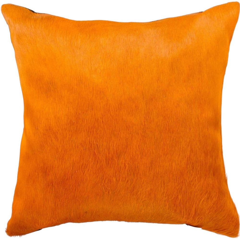 Set of Two 18" Orange Cowhide Throw Pillows-6
