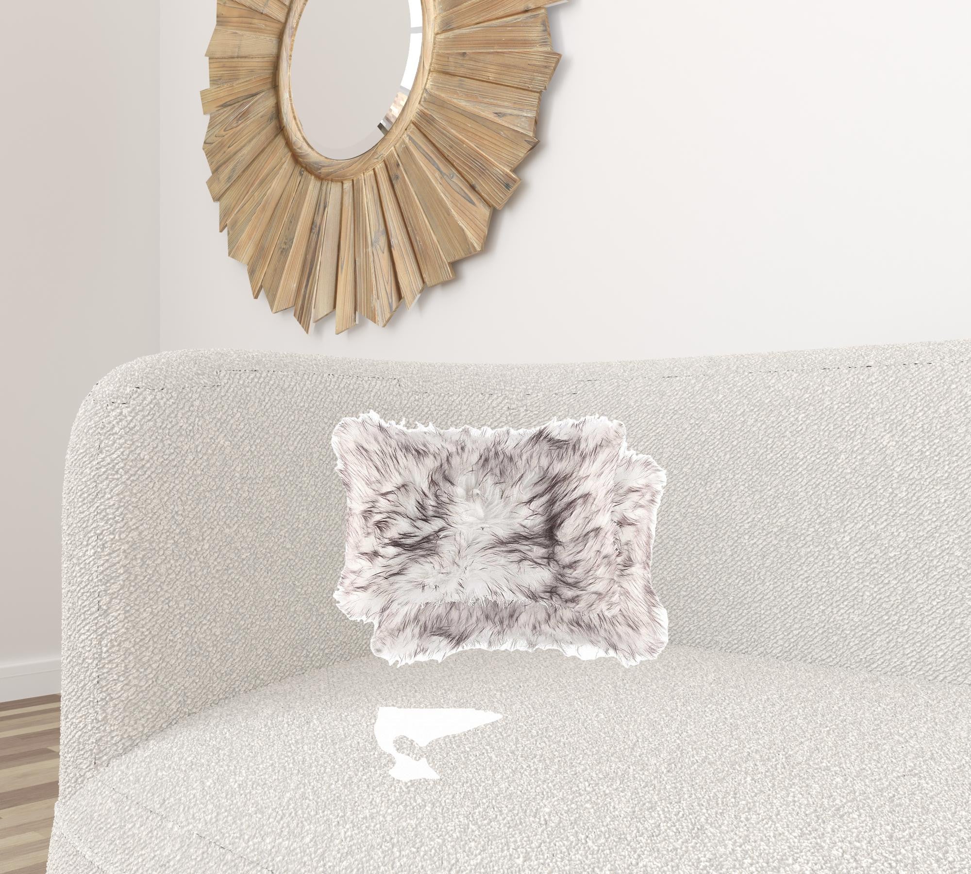 Set of Two 12" X 20" Chocolate Faux Fur Throw Pillow-1