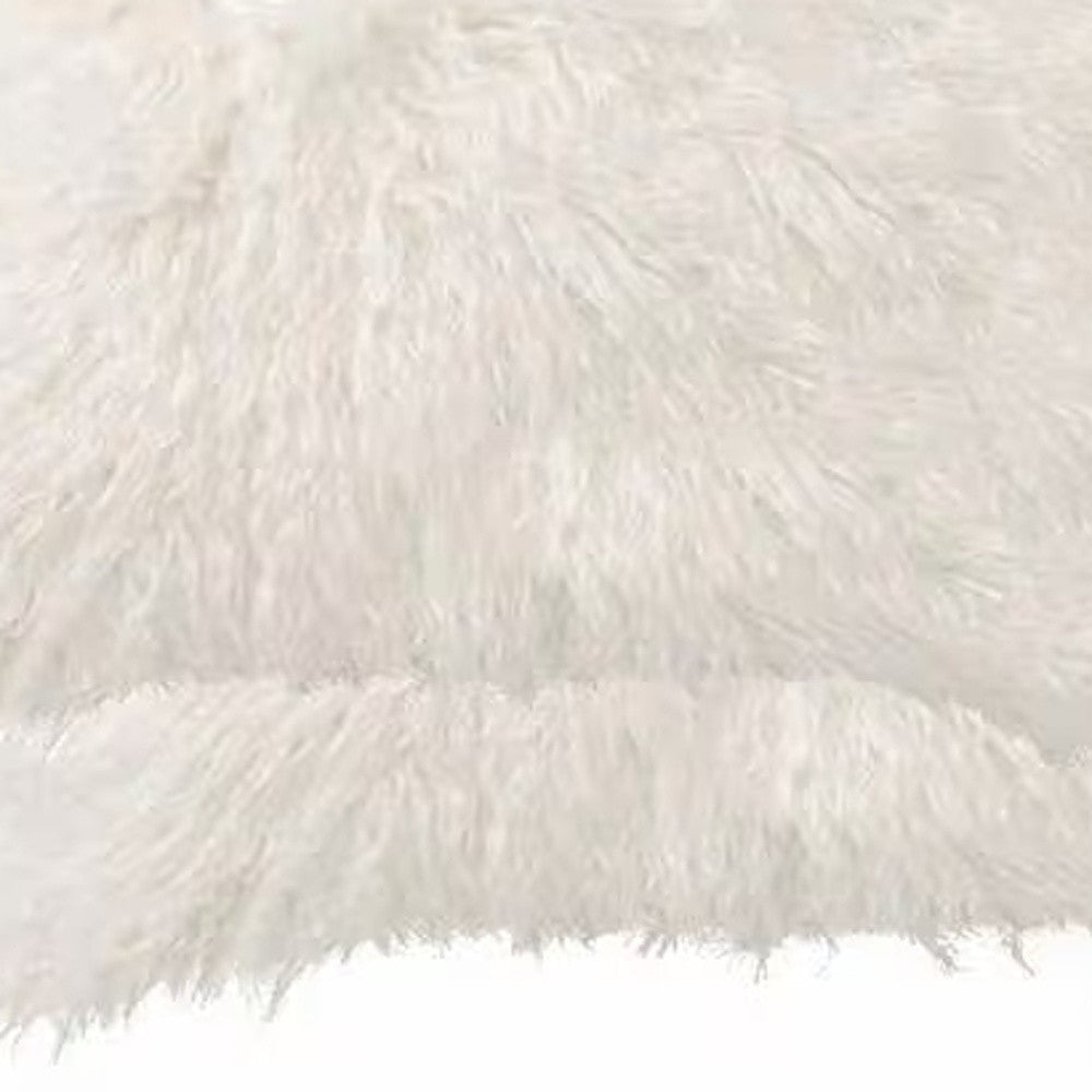 Set of Two 12" X 20" Off White Faux Fur Throw Pillow-5