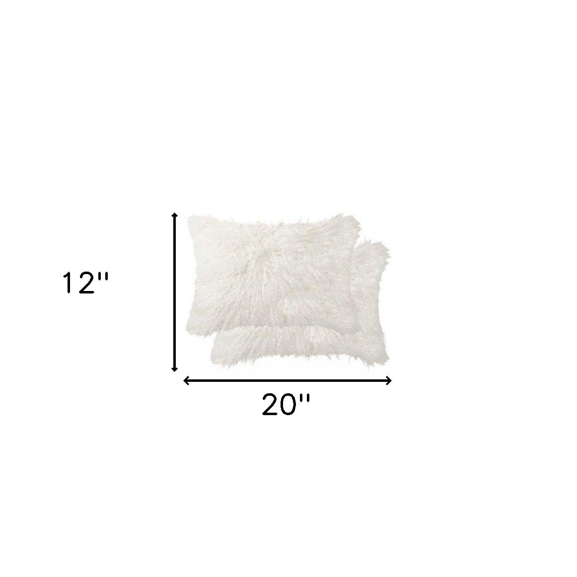 Set of Two 12" X 20" Off White Faux Fur Throw Pillow-2