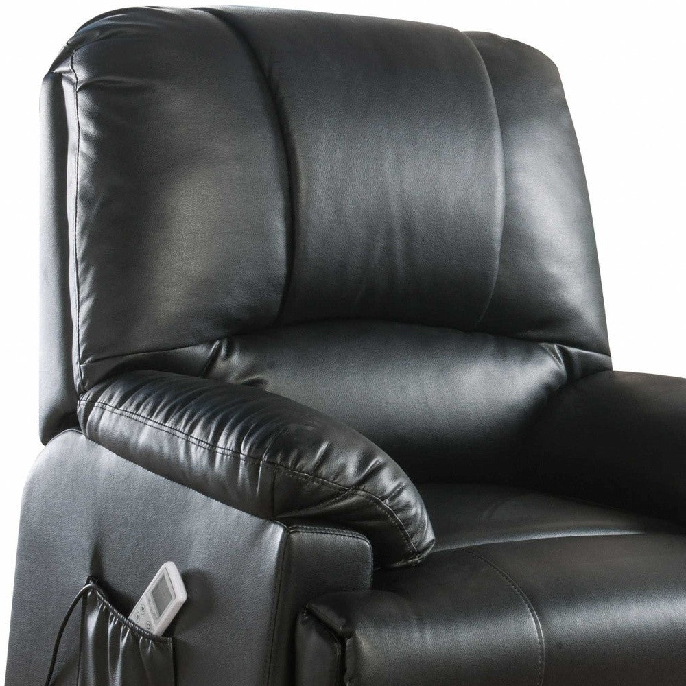 34" Black Faux Leather Power Massage Lift Assist Recliner-2