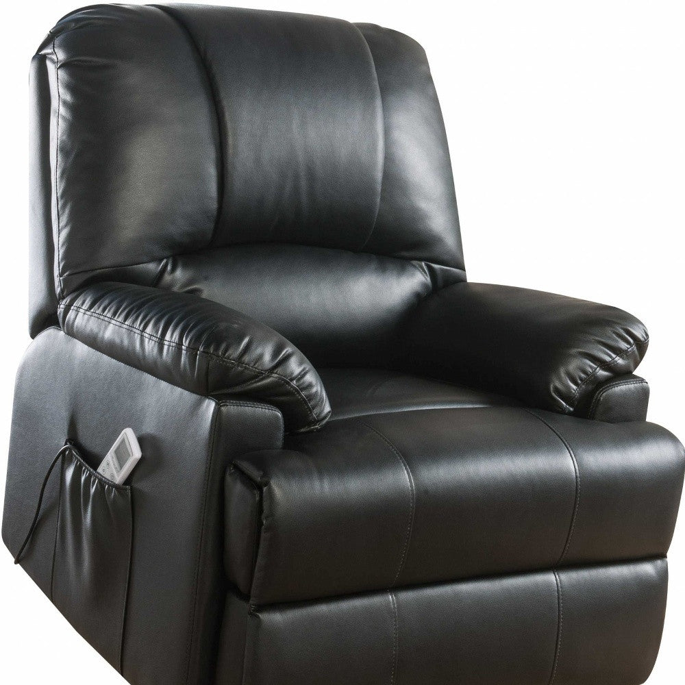 34" Black Faux Leather Power Massage Lift Assist Recliner-3