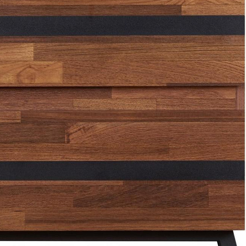 23" Black And Brown Wood And Iron End Table With Two Drawers-3