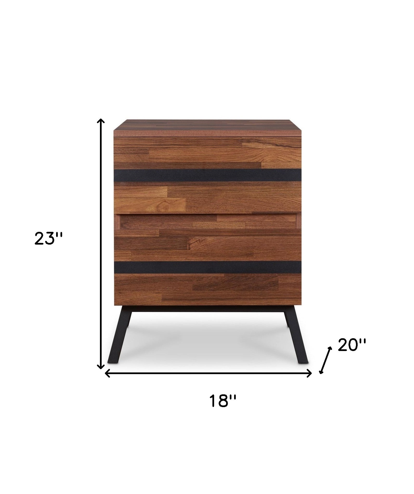 23" Black And Brown Wood And Iron End Table With Two Drawers-8