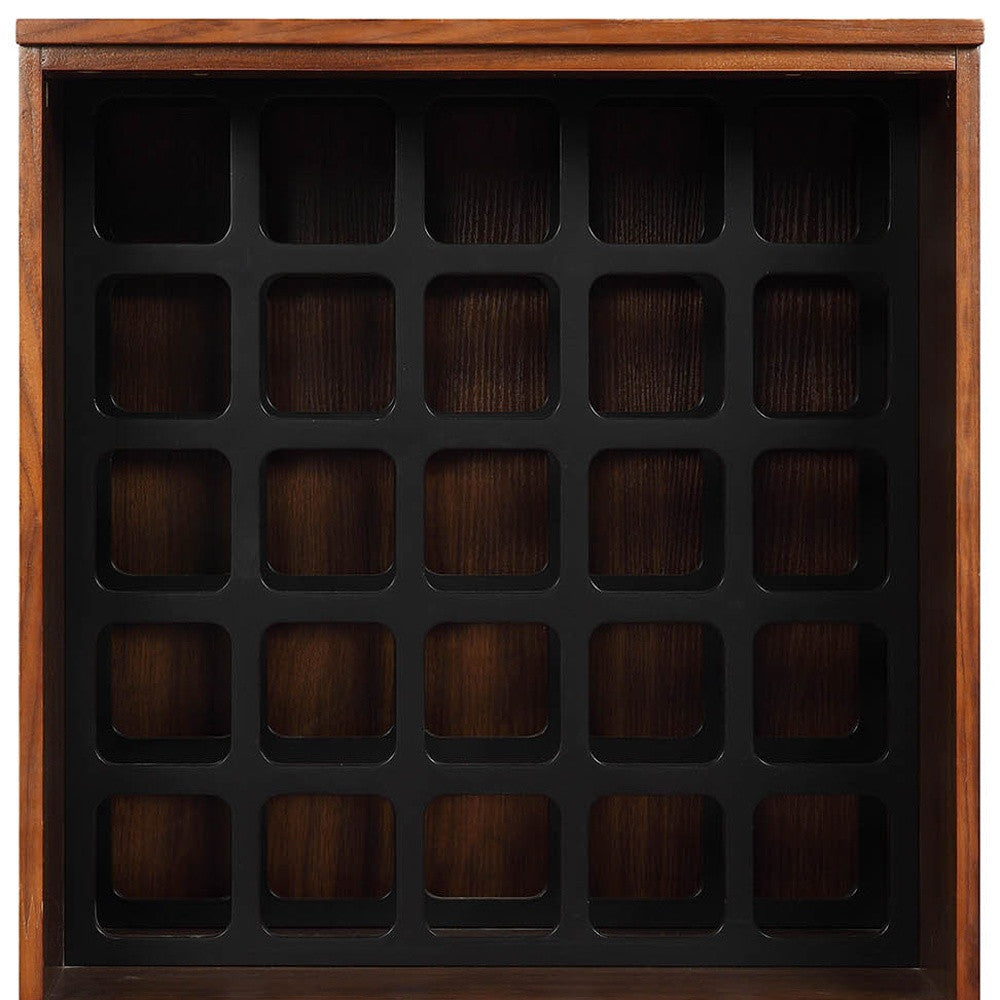 52" Brown And Black Wood Bar Cabinet With Three Drawers-5