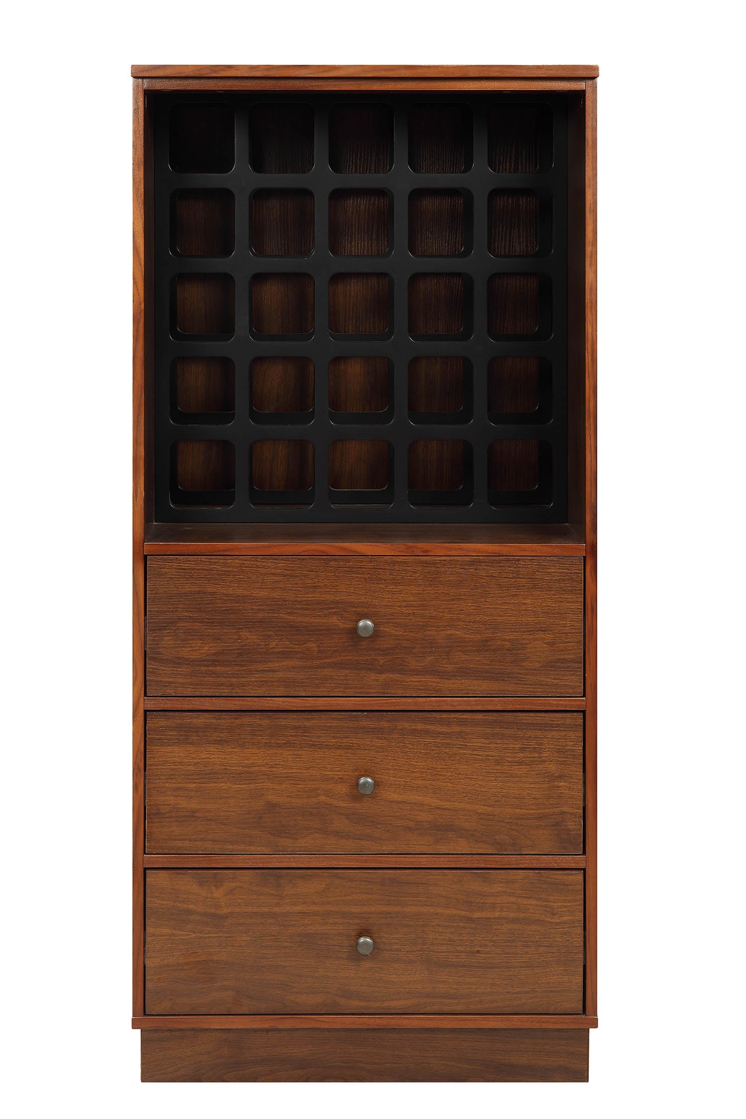 52" Brown And Black Wood Bar Cabinet With Three Drawers-0