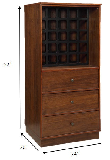 52" Brown And Black Wood Bar Cabinet With Three Drawers-7