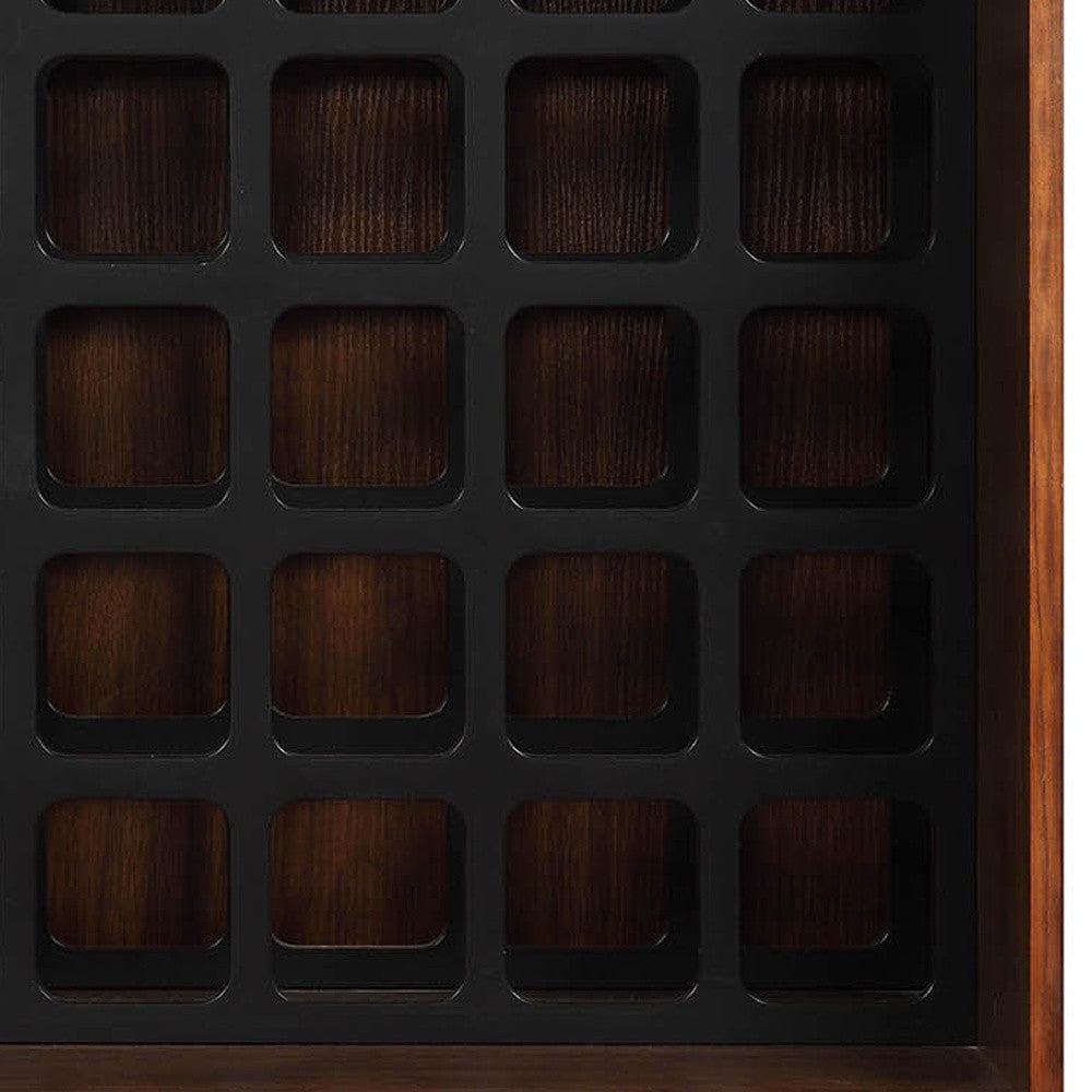 52" Brown And Black Wood Bar Cabinet With Three Drawers-4