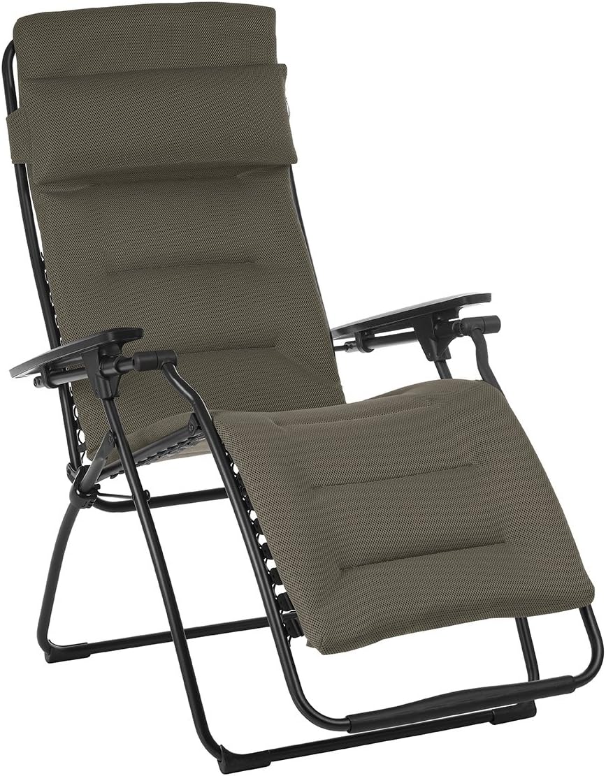 26" Gray Steel Outdoor Zero Gravity Chair with Gray Cushion-1