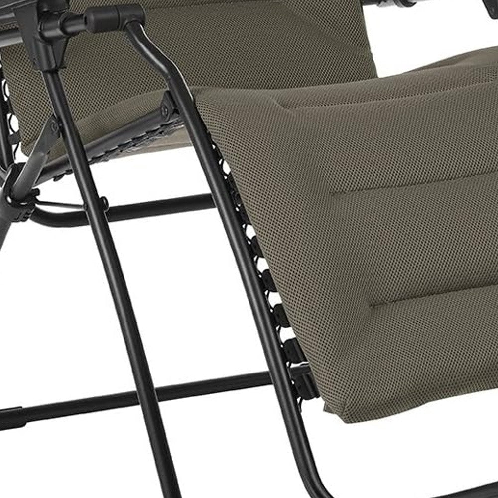 26" Gray Steel Outdoor Zero Gravity Chair with Gray Cushion-2