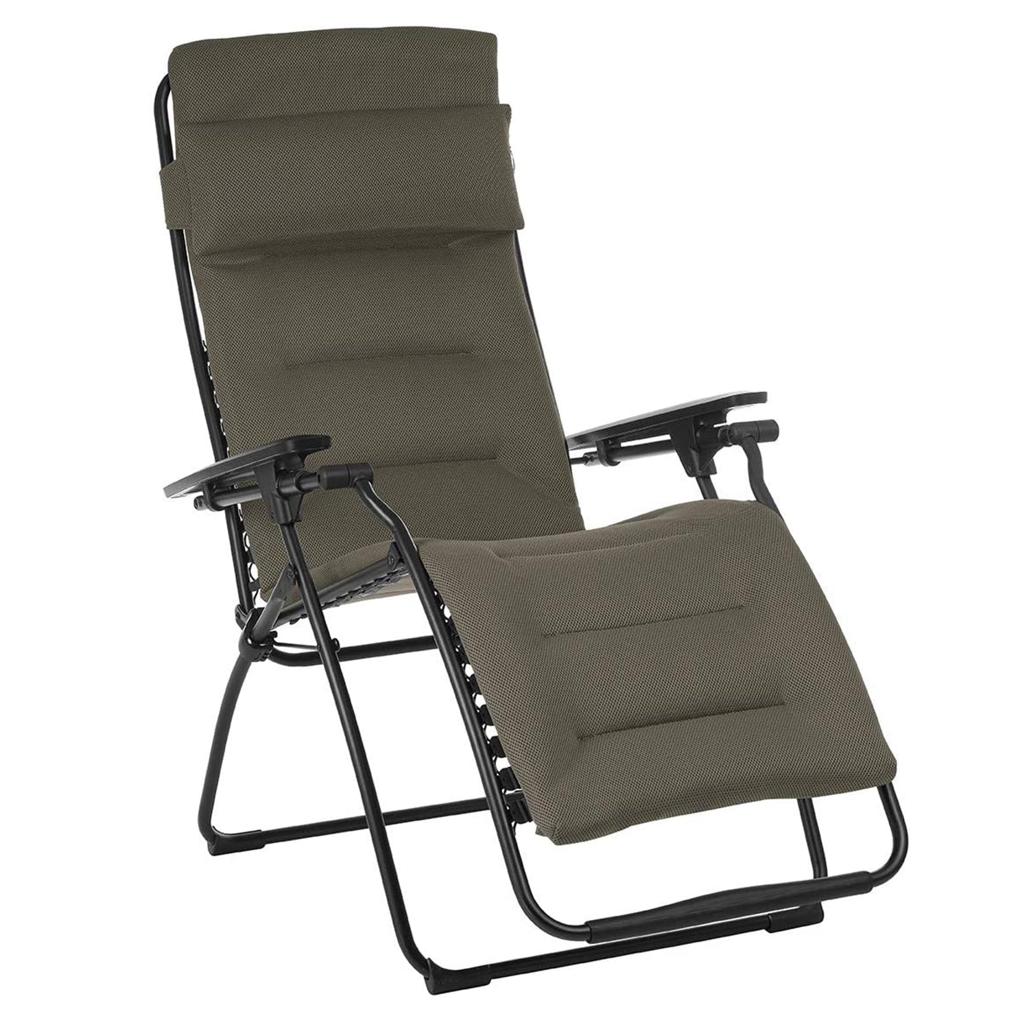 30" Gray Steel Outdoor Zero Gravity Chair with Gray Cushion-3