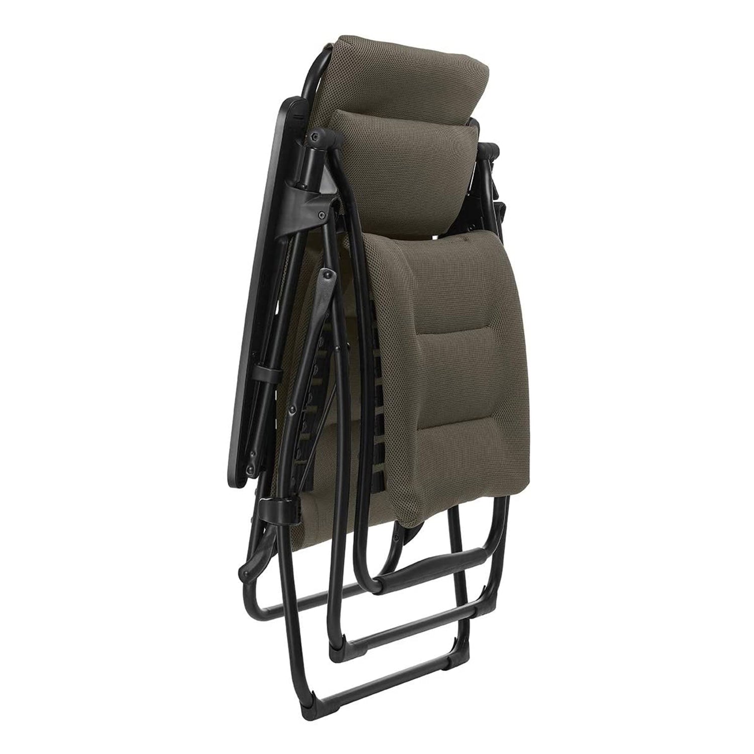 30" Gray Steel Outdoor Zero Gravity Chair with Gray Cushion-2