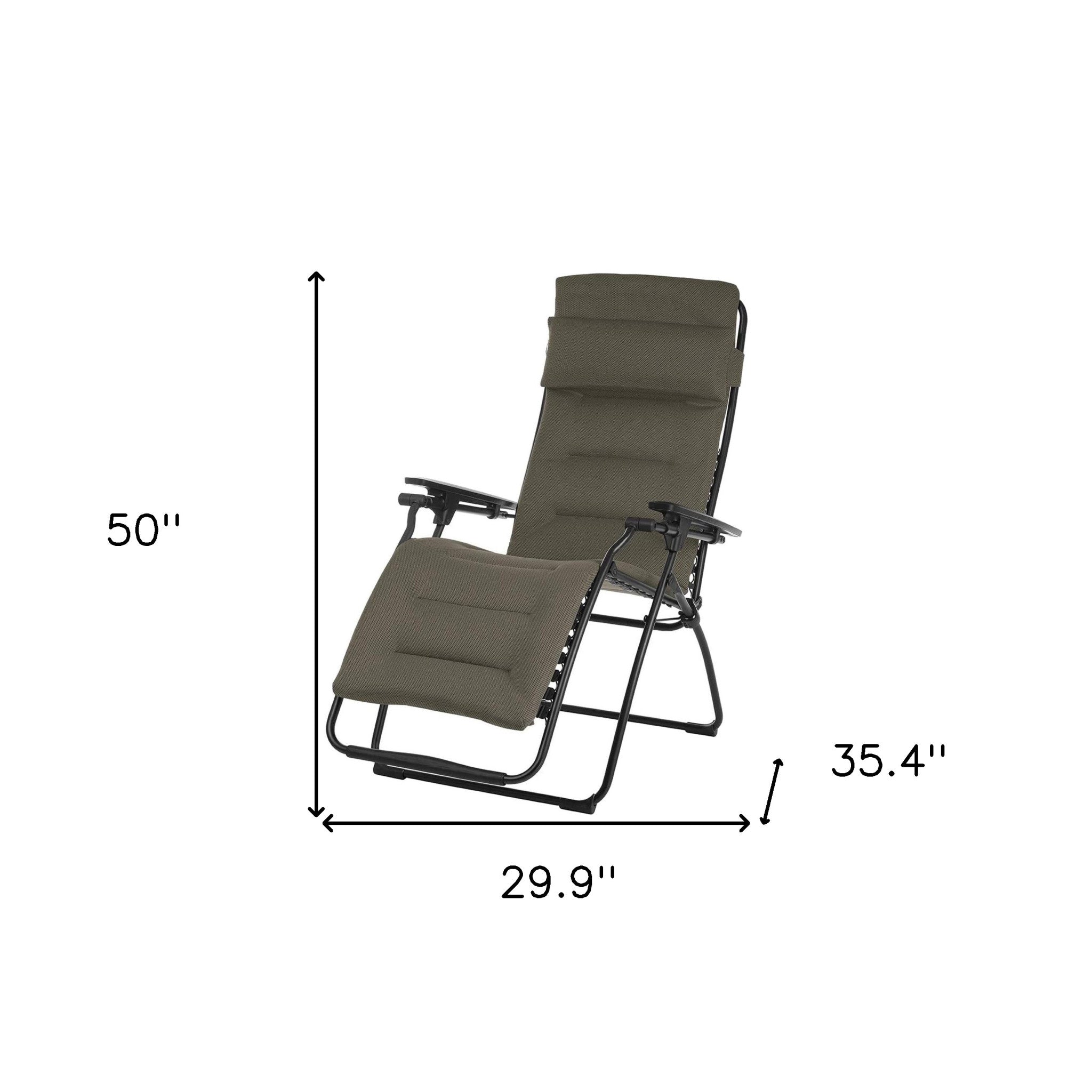 30" Gray Steel Outdoor Zero Gravity Chair with Gray Cushion-5