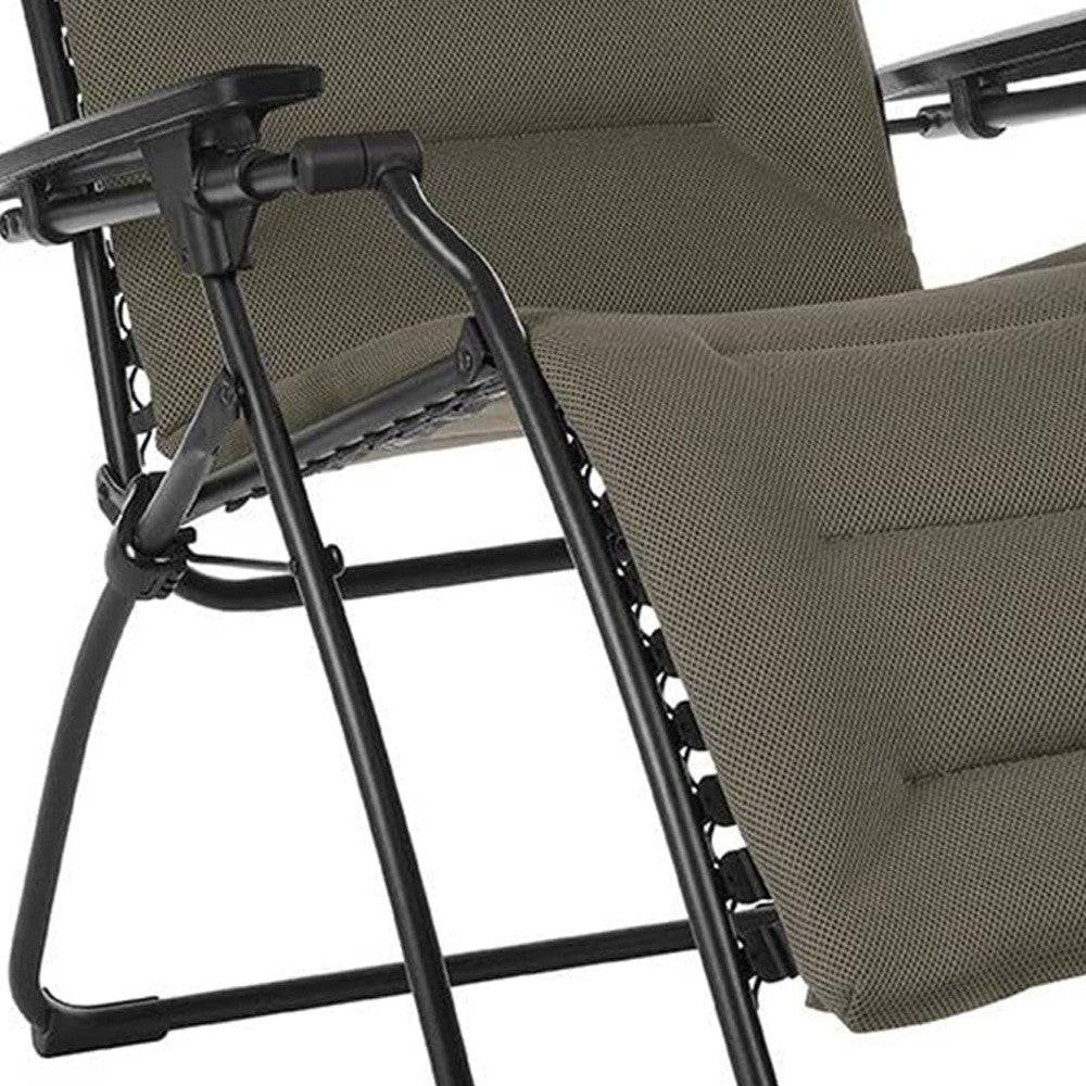 30" Gray Steel Outdoor Zero Gravity Chair with Gray Cushion-4