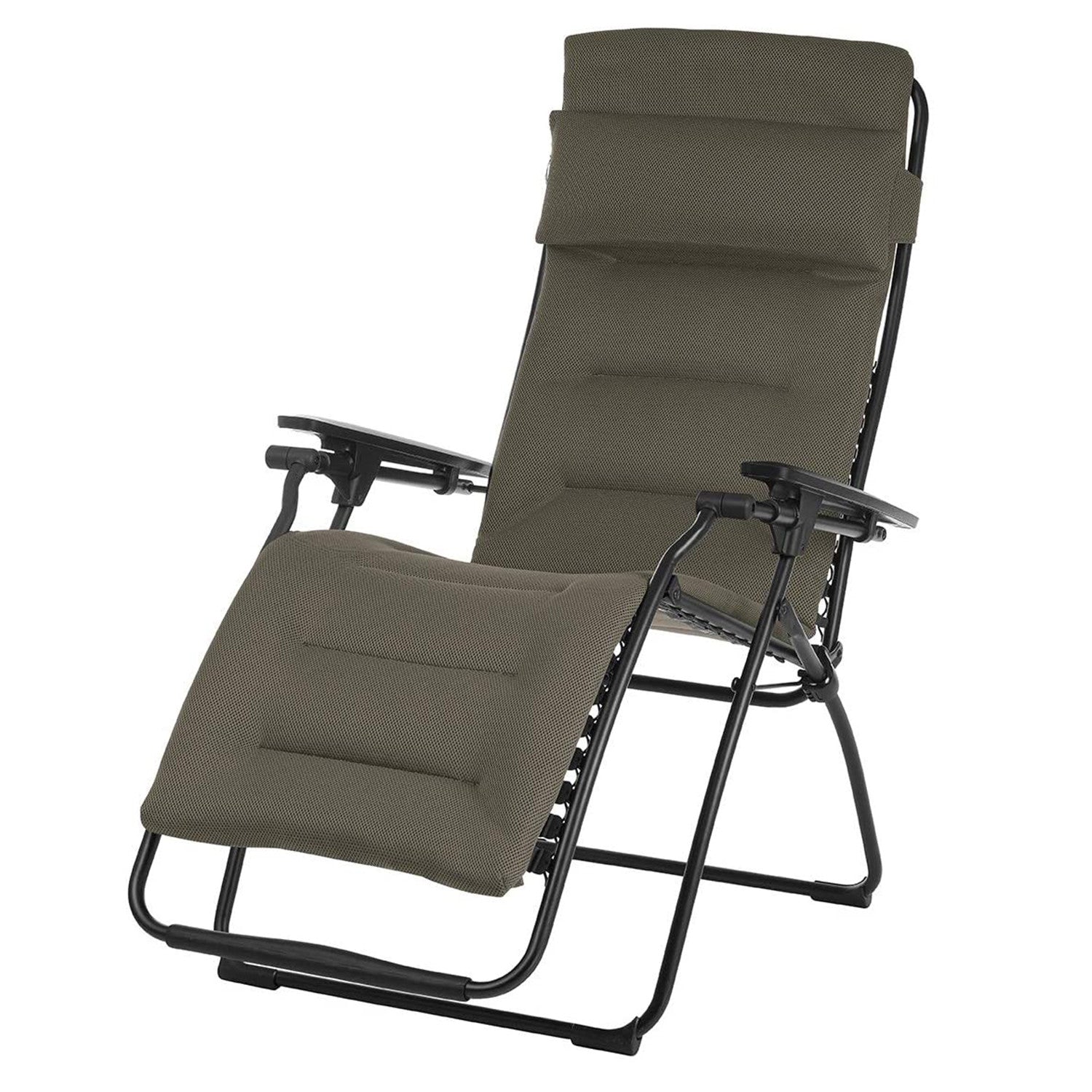 30" Gray Steel Outdoor Zero Gravity Chair with Gray Cushion-0