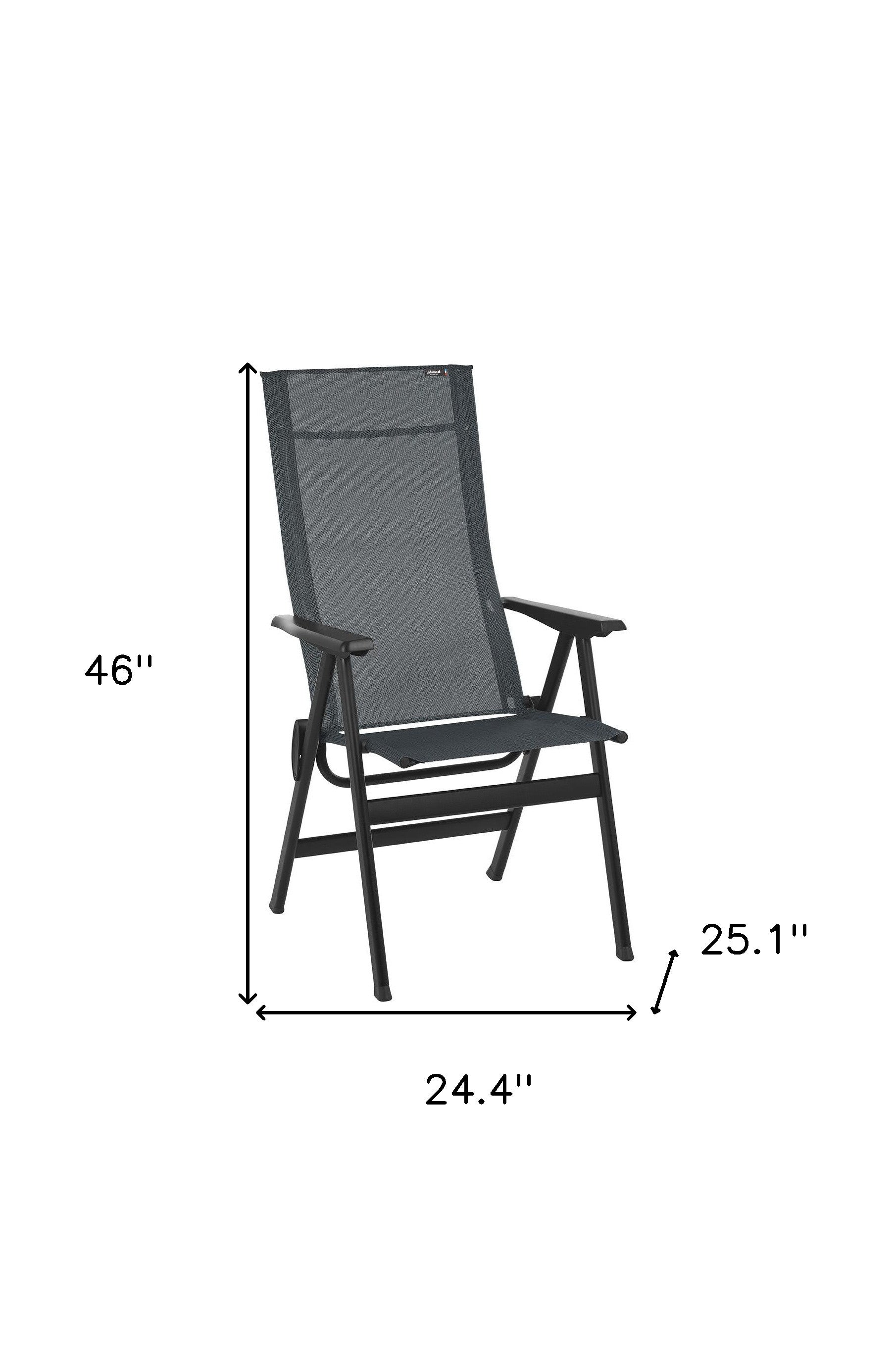24" Gray and Black Steel Outdoor Arm Chair-5