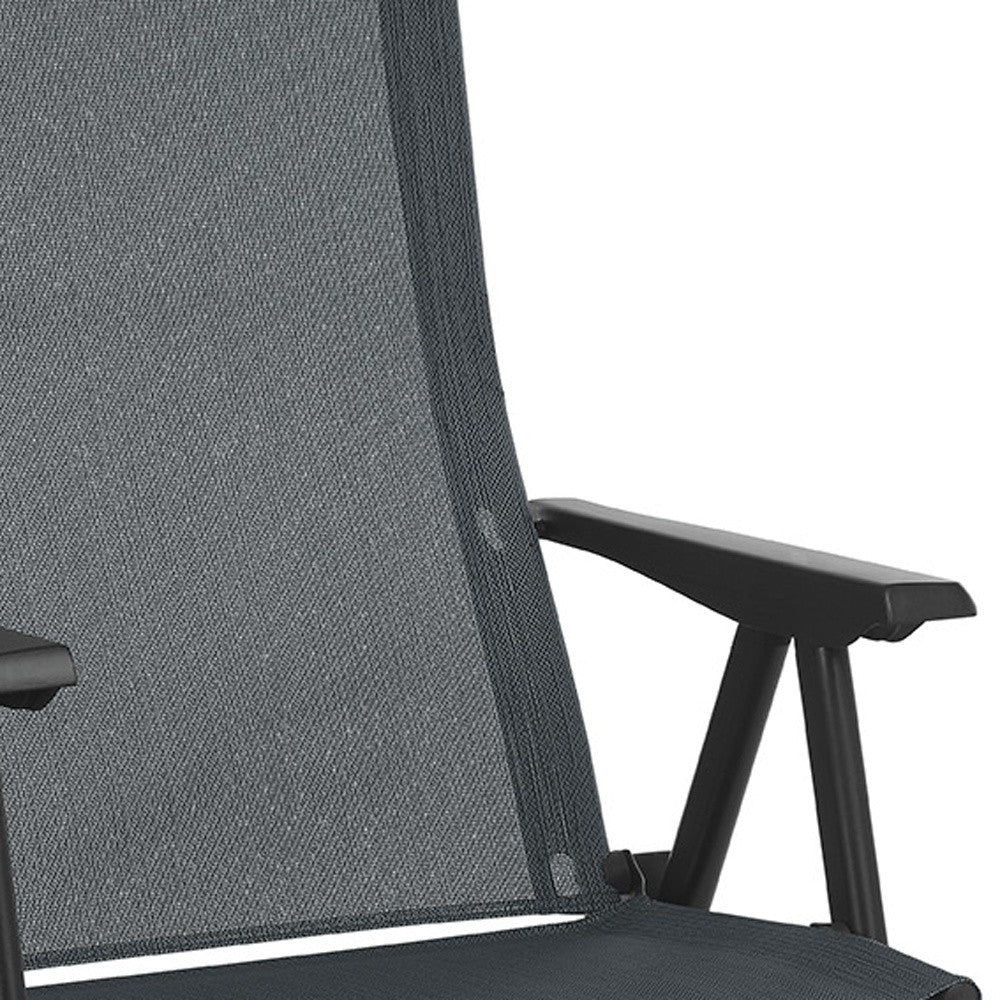 24" Gray and Black Steel Outdoor Arm Chair-3