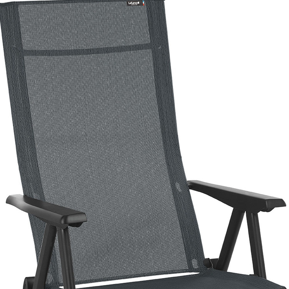 24" Gray and Black Steel Outdoor Arm Chair-4