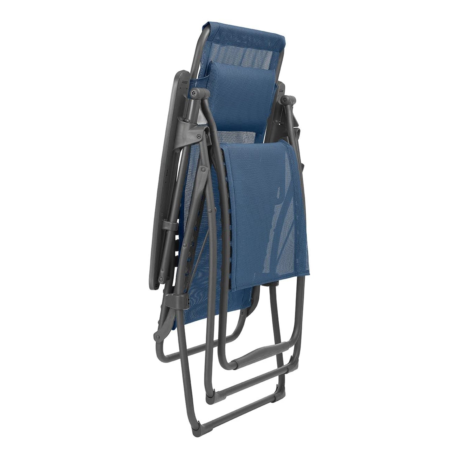 30" Blue and Gray Steel Outdoor Zero Gravity Chair with Blue Cushion-2
