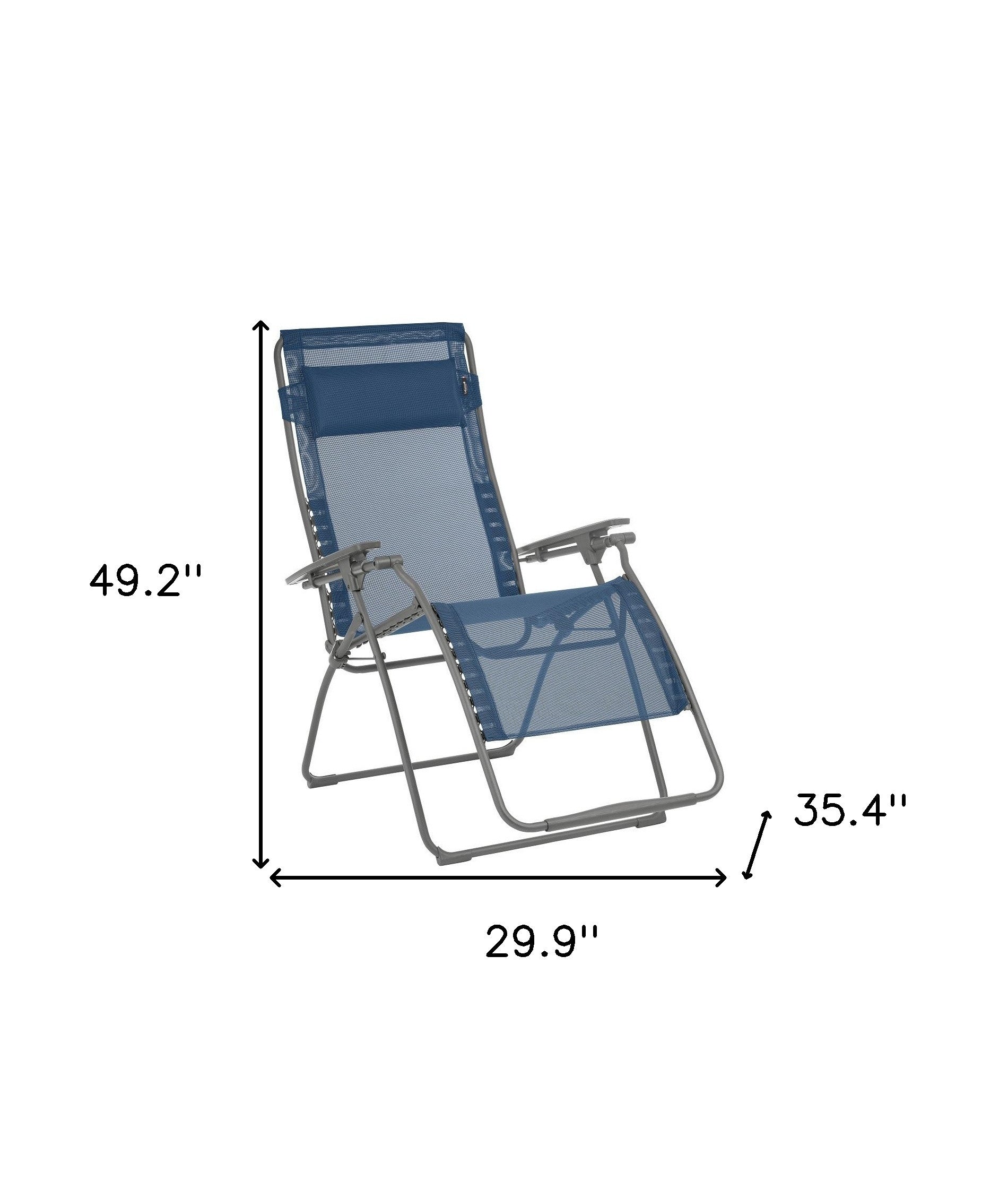 30" Blue and Gray Steel Outdoor Zero Gravity Chair with Blue Cushion-6