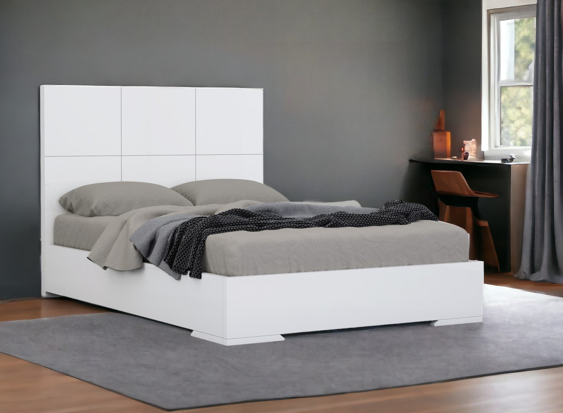 White Stainless Steel King Bed Frame-1