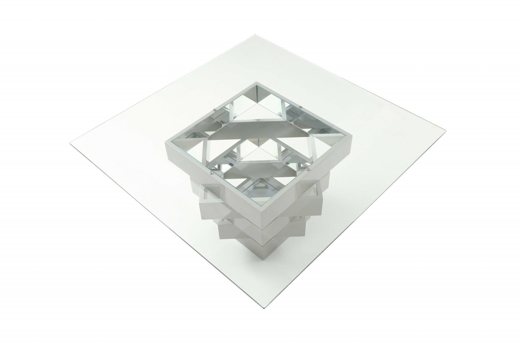 59" Clear And Gray Square Glass And Solid Wood Pedestal Base Dining Table-2