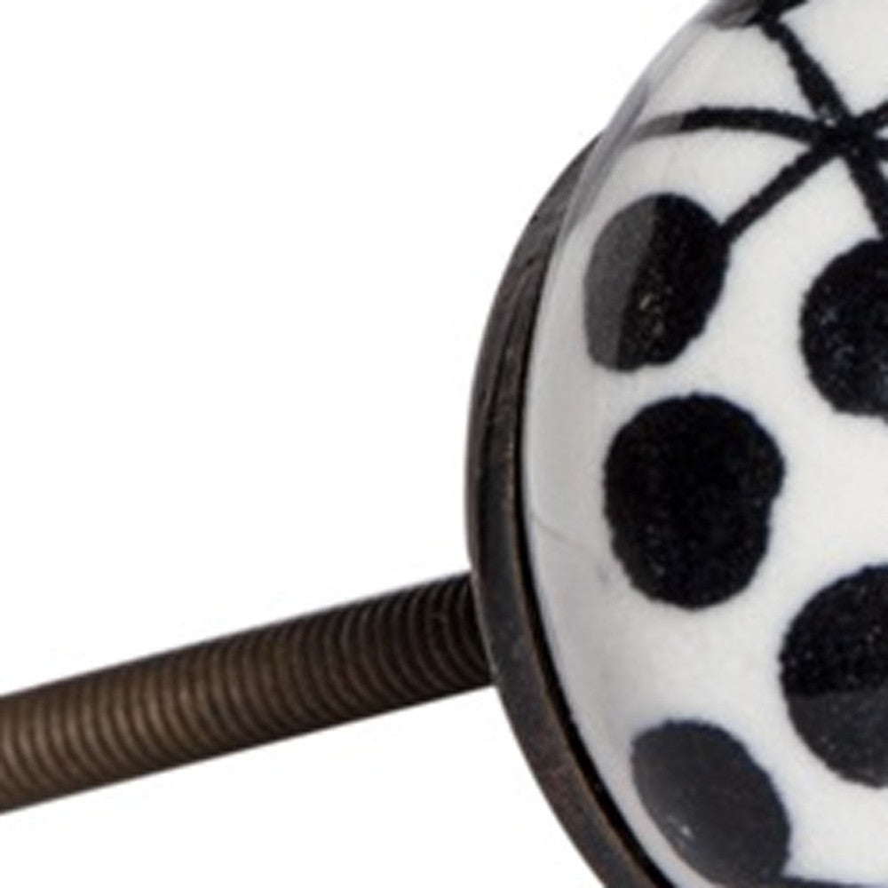 Set of Twelve Black White And Copper Ceramic Geometric Drawer Pull Knobs-5