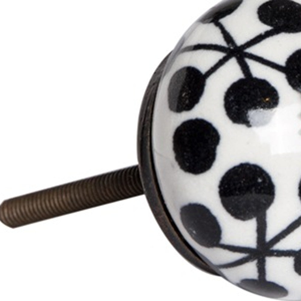 Set of Twelve Black White And Copper Ceramic Geometric Drawer Pull Knobs-6