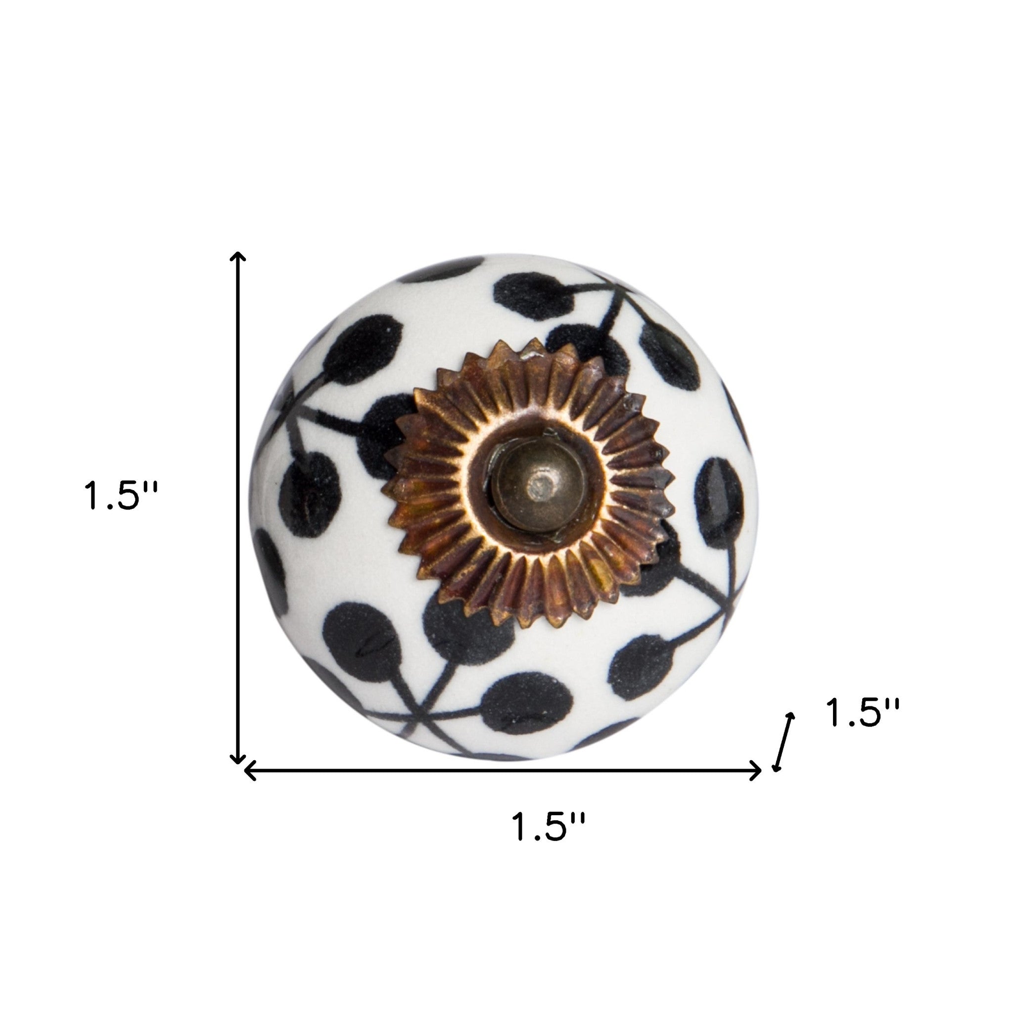 Set of Twelve Black White And Copper Ceramic Geometric Drawer Pull Knobs-7