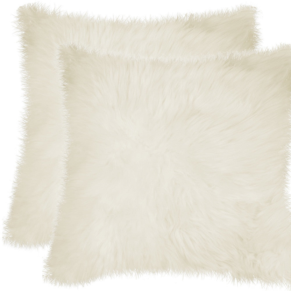Set of Two 18" Natural Sheepskin Throw Pillows-3
